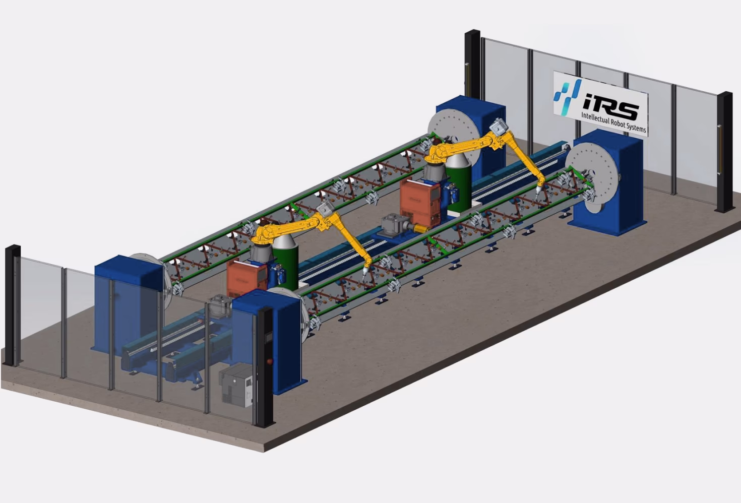 General view of the complex. Model of robotic welding of building structures for civil and industrial applications