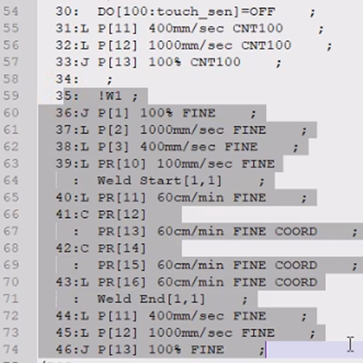 Написание и загрузка управляющей программы для роботизированного комплекса для сварки труб, входящих в сборку стыковочного узла
