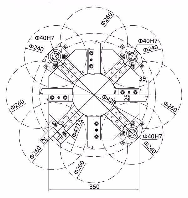 Взаимодействие оснасток 8-ми позиционной револьверной головки токарного станка с ЧПУ IRT-T5.2-1000Q