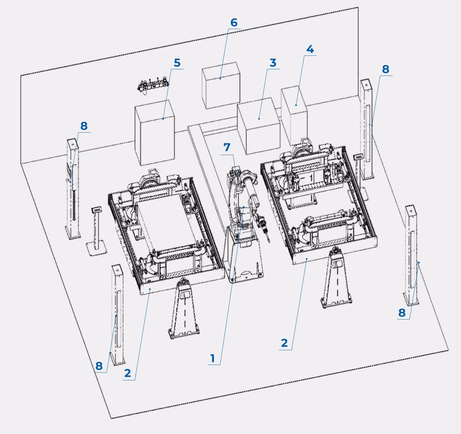 Components of the robotic complex for MIG/MAG welding of electrical cabinets