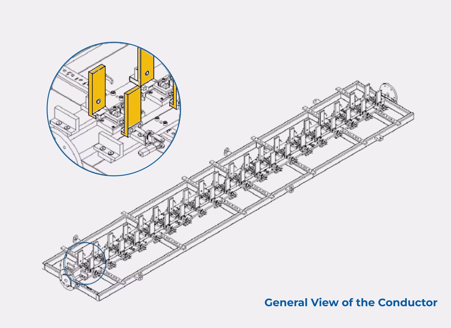 Overall view of the conductor in the robotic laser welding system for ladder trays
